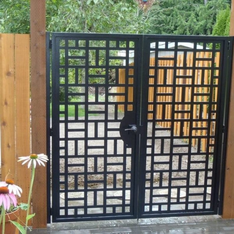 Contemporary Dual Entry Metal Gate Ornamental Iron Garden - Etsy