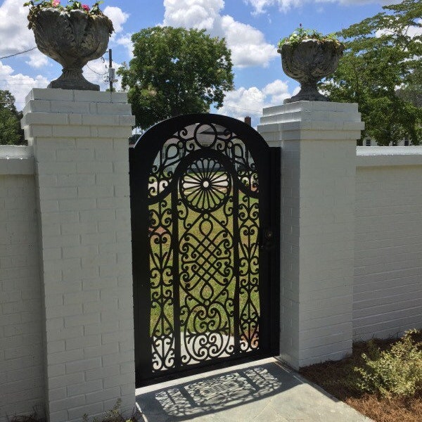 Charleston Wheel Gate, Modern Metal Gate, Custom Art Pedestrian Walk Thru Entry Iron Steel Garden Designer