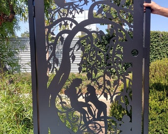 Contemporary modern metal gate, Modern Metal Gate, Custom size Art Pedestrian Walk Thru Entry Iron Steel Garden Designer