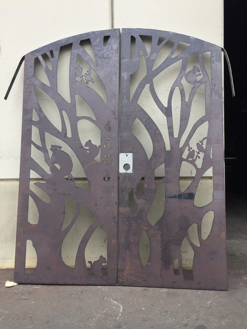 Contemporary Dual Entry Metal Gate Ornamental Iron Garden | Etsy