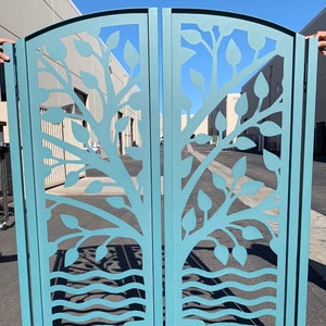Davinci tree of life gate. Contemporary Dual Entry Metal Gate Ornamental Iron Garden Entry Modern