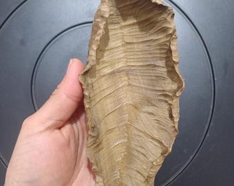 Bandeja de madera tallada a mano con forma de hoja, cucharón de té de madera natural, plato rústico para baratijas, decoración minimalista.