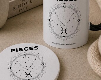 Pisces Zodiac Coaster, Pisces Constellation Coaster, Pisces Birthday Gift, Astrology Coaster, Celestial Coaster, Pisces Lover Gift