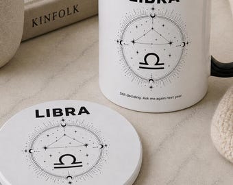 Libra Zodiac Coaster, Libra Constellation Coaster, Libra Birthday Gift, Astrology Coaster, Celestial Coaster, Libra Lover Gift