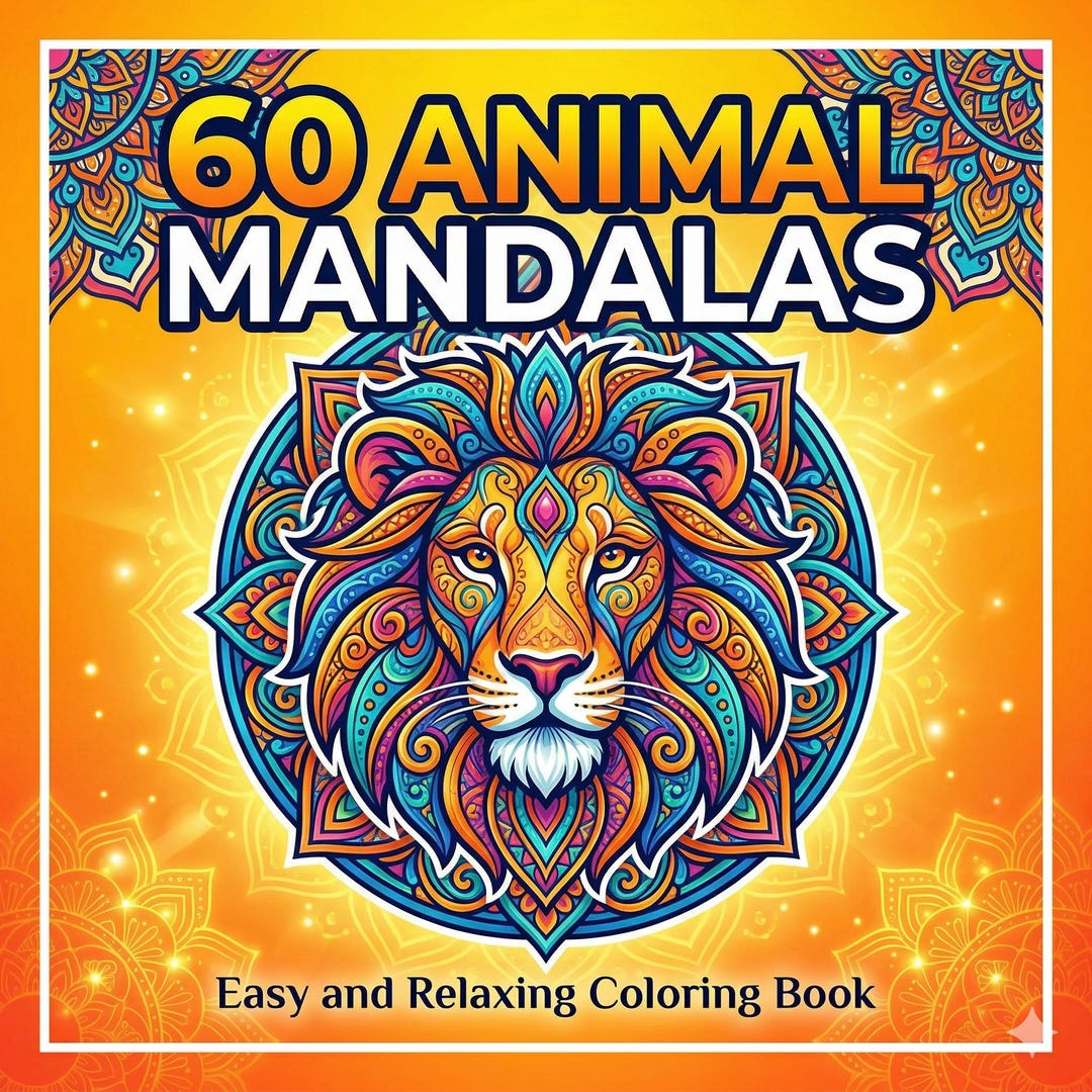 Animal Mandala Coloring Book Printable, 60 Unique Animal Designs PDF ...