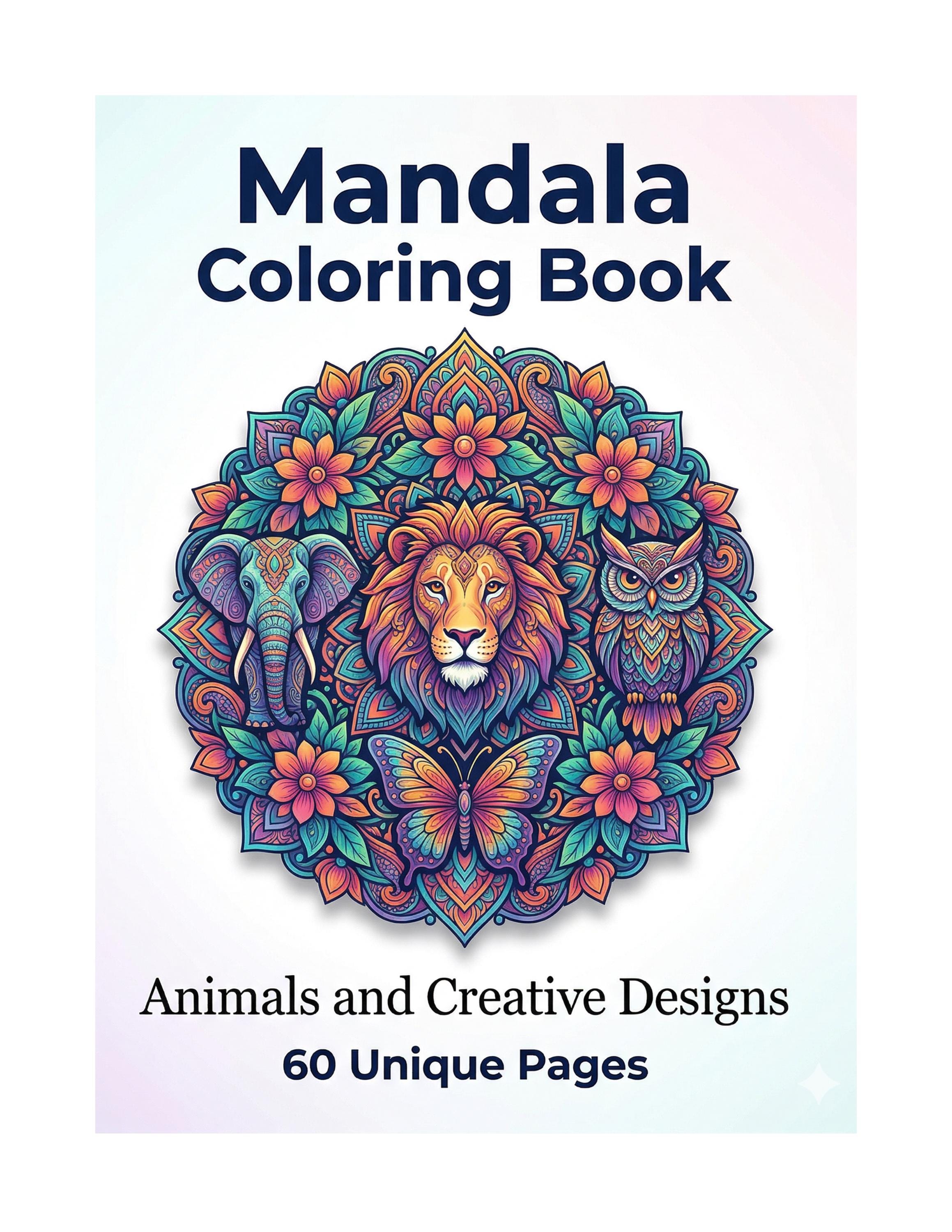 Animal Mandala Coloring Book Printable, 60 Unique Animal Designs PDF ...