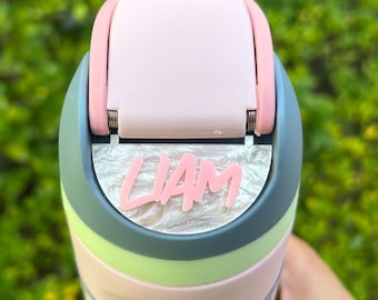 Personalized Owala Name Plate | Custom Owala Name Tag | Freesip Water Bottle Label | Acrylic Cup Topper | Kids School Gift