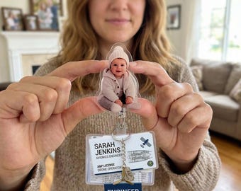 Personalized Baby Face Photo Badge Reel: Custom Pet Photo Badge Reel, Dog Mom Gift, Nurses' Day gift for mom