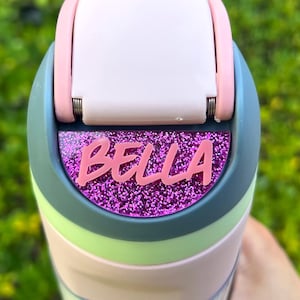 Spersonalizowana tabliczka z imieniem Owala, spersonalizowana etykieta na butelkę z wodą, akrylowy brokat na wierzch Owala, etykieta szkolna dla dzieci, prezent z akcesoriami Owala