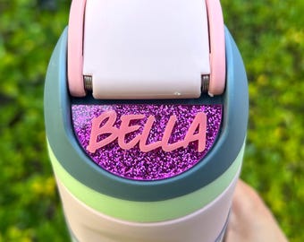 Custom Owala Name Plate, Personalized Water Bottle Name Tag, Acrylic Glitter Owala Topper, Kids School Label, Owala Accessories Gift