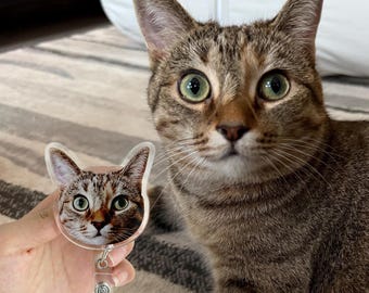 Portabadge personalizzato con gatto, portabadge divertente personalizzato per bambini con foto, regalo per infermiera, portabadge con foto