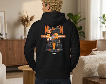 Moto Racer Helmet Graphic Hoodie | Oscar Piastri F1 Design, Racing Back Print
