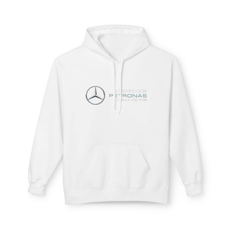 Mercedes Petronas Racing Hoodie | Teal Checkered F1 Car Design image 3