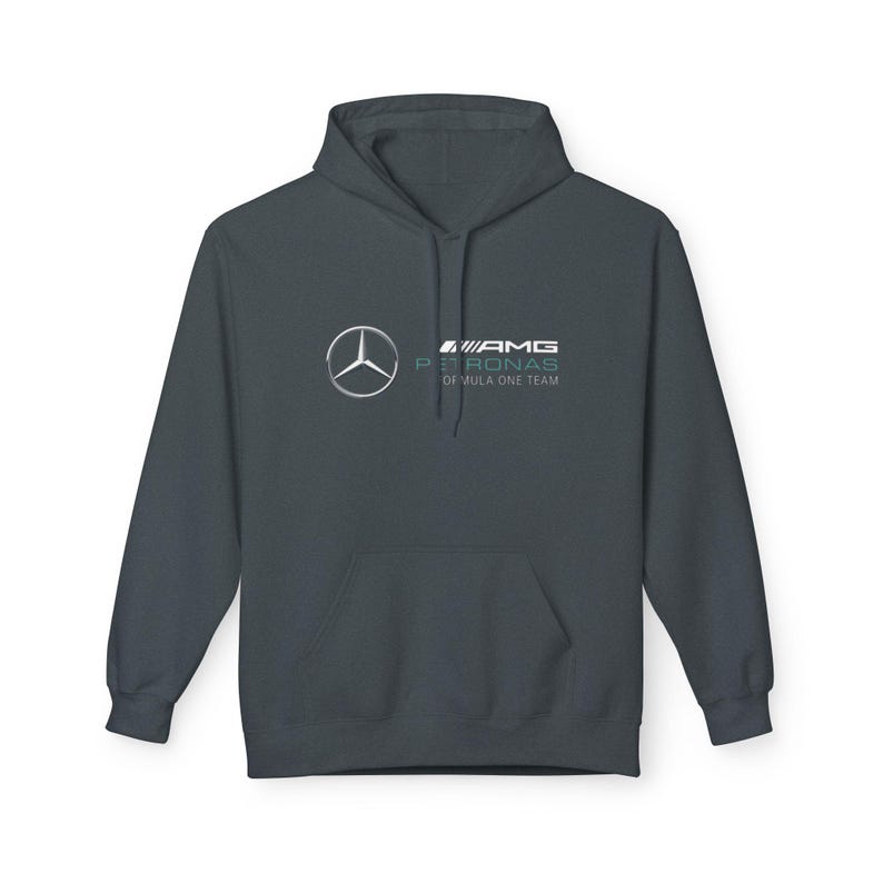 Mercedes Petronas Racing Hoodie | Teal Checkered F1 Car Design image 6
