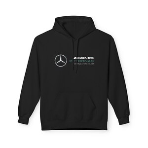Mercedes Petronas Racing Hoodie | Teal Checkered F1 Car Design image 7