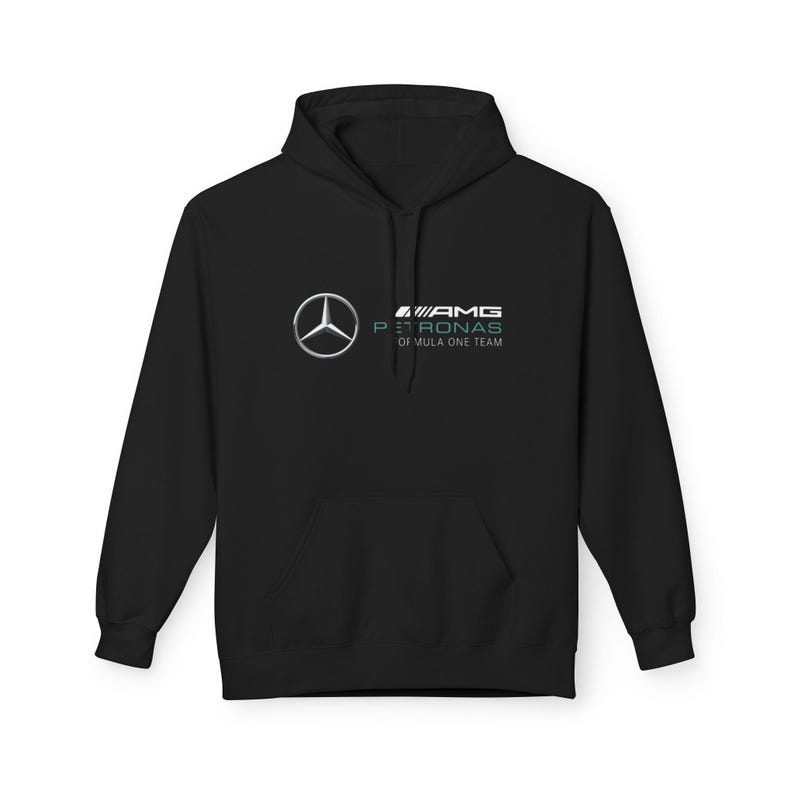 Mercedes Petronas Racing Hoodie | Teal Checkered F1 Car Design image 7