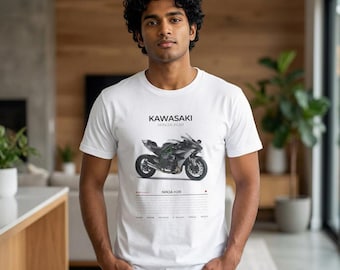 Kawasaki Ninja motorcycle T-Shirt | sportbike illustration, side view