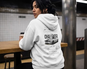 Dodge Challenger Graphic Hoodie | Muscle Car Illustration, Technical Blueprint