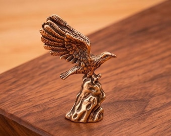 Brass Eagle Figurine – Small Eagle Statue, Wildlife Sculpture & Gift