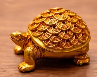 Gold Plated Brass Turtle Box –  Vintage  Style, Antique Art Deco Decor