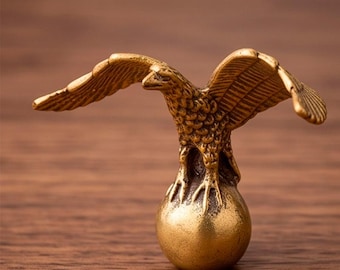 Brass Eagle Figurine – Miniature Bird Statue, Vintage Desk Decor & Gift