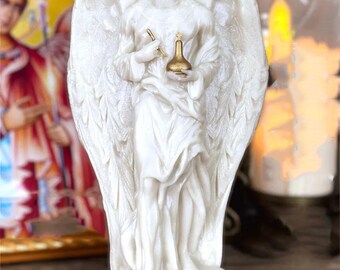 Archangel Raphael Marble Statue – Orthodox Healing Angel Sculpture, Travel Protector