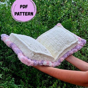 Book Pillow Crochet Pattern, Reading Pillow PDF, Book Shaped Cushion, Bookish Amigurumi, Digital Download