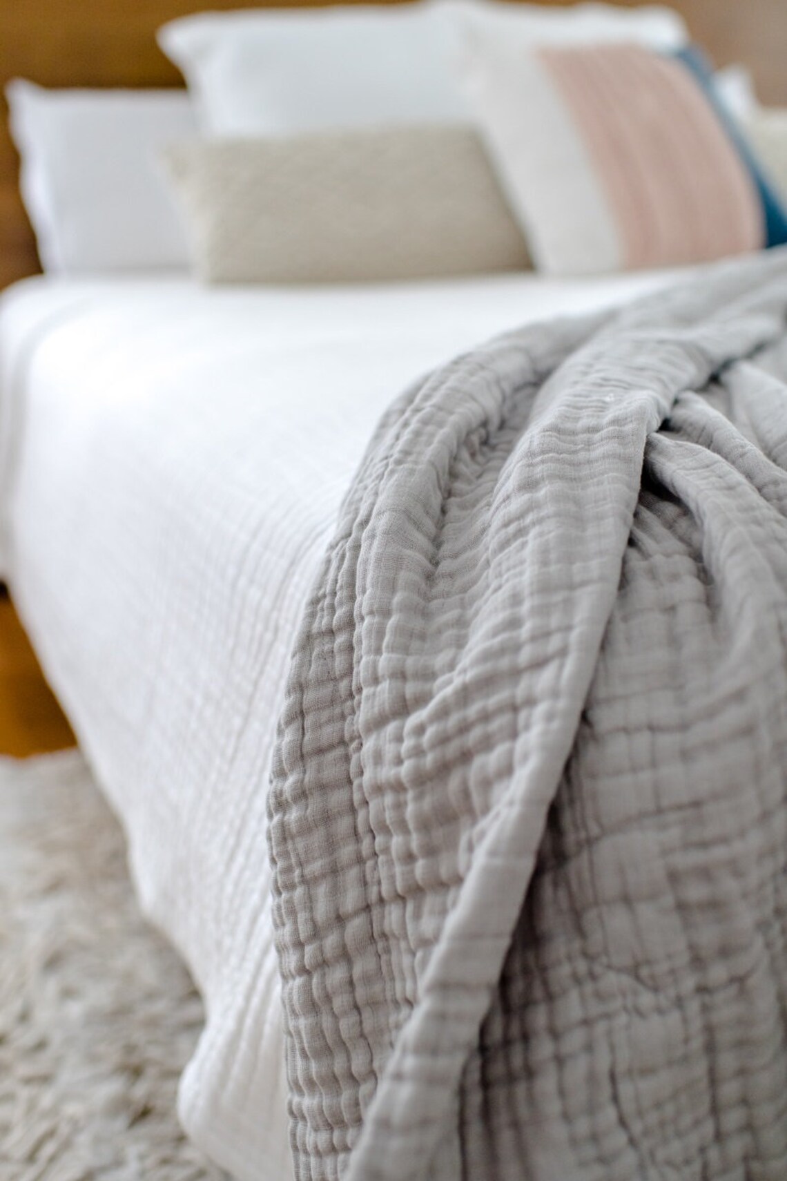 Adult Muslin Blanket Oversize Grey King Blanket 8Layer Etsy