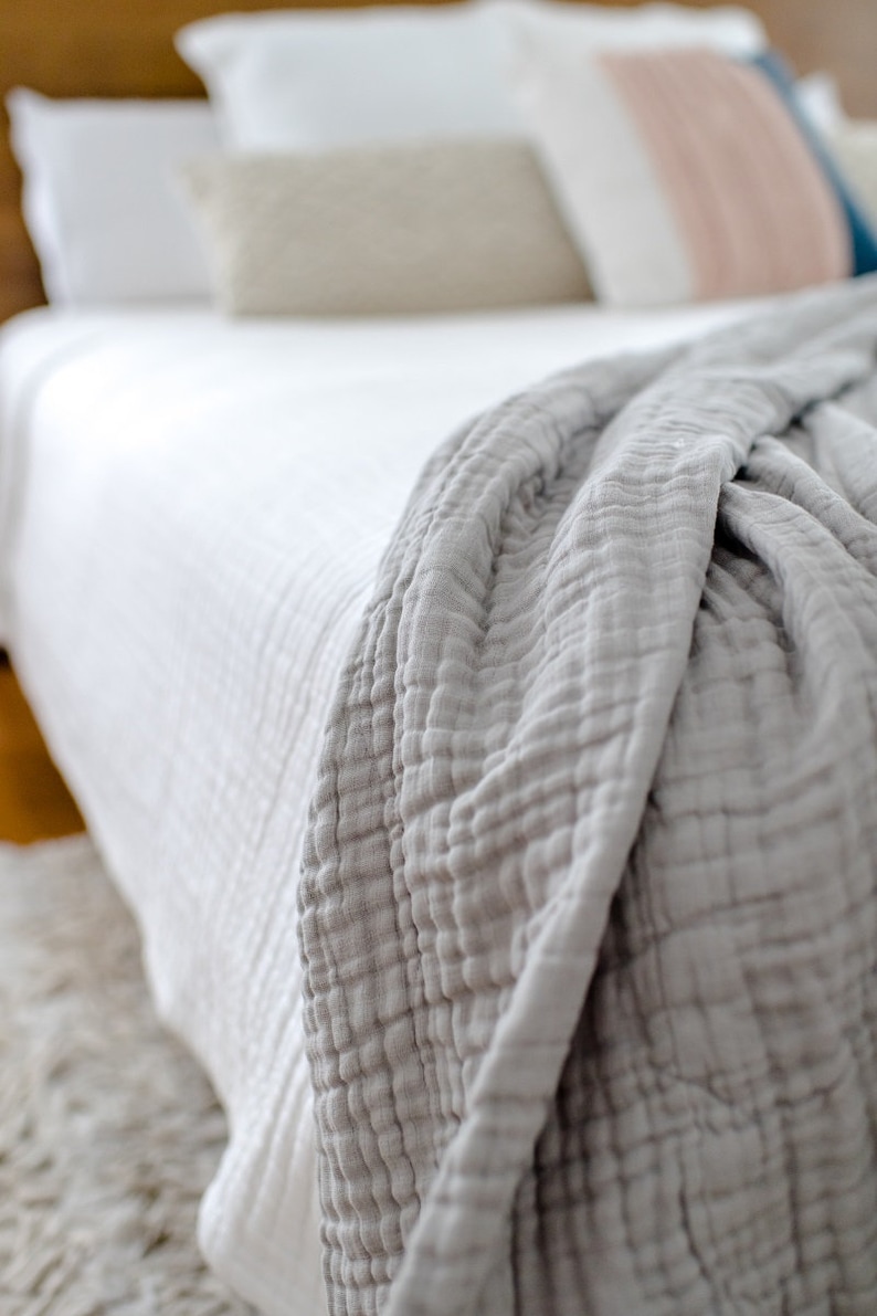 Adult Muslin Blanket Oversize Grey King Blanket 8layer Etsy