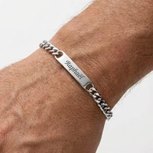 Bracelet personnalisé gravé grosse chaîne Homme, bracelet gourmette homme gravure, Saint-Valentin idée cadeau d'anniversaire fête des Pères