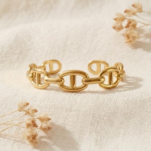 Bracelet Jonc Maille Marine en Acier Inoxydable Doré Or Argent Bijou Femme Tendance Minimaliste Idée Cadeau Anniversaire Saint-Valentin Noël