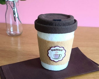 Felt Coffee Cup, Latte Cup, Pretend Coffee Cup, Felt Coffee, Pretend bakery, felt cup, take out coffee cup