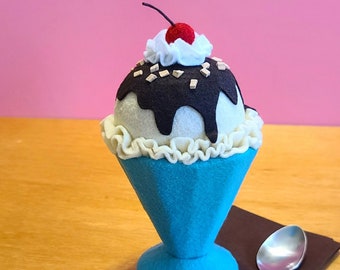 Felt Food Ice Cream Sundae, Pretend Play Dessert