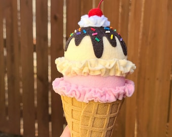 Felt Food Ice Cream Sundae, Pretend Play Dessert