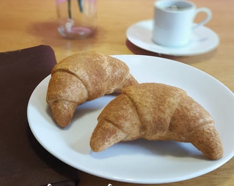 TWO Felt Mini Croissants- Felt Croissant, Felt Breakfast, Felt Food, Food Decor, Food Prop