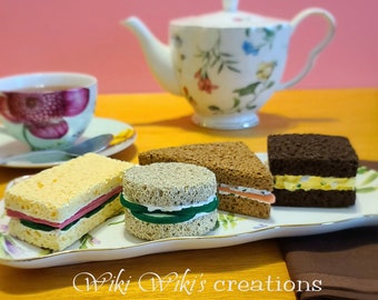 Pretend Play Food Tea Sandwiches – Felt Finger Sandwiches, Set of 4