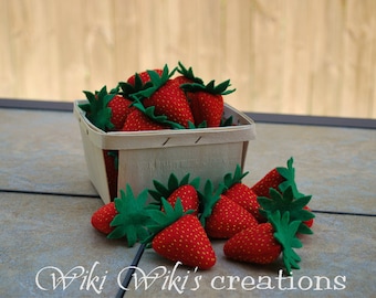 Felt Food Strawberries, Felt Strawberry, felt food, felt fruit, fake food, felt play food, play food