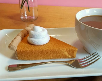 Felt Food Pumpkin Pie Slice, Pretend Play Bakery