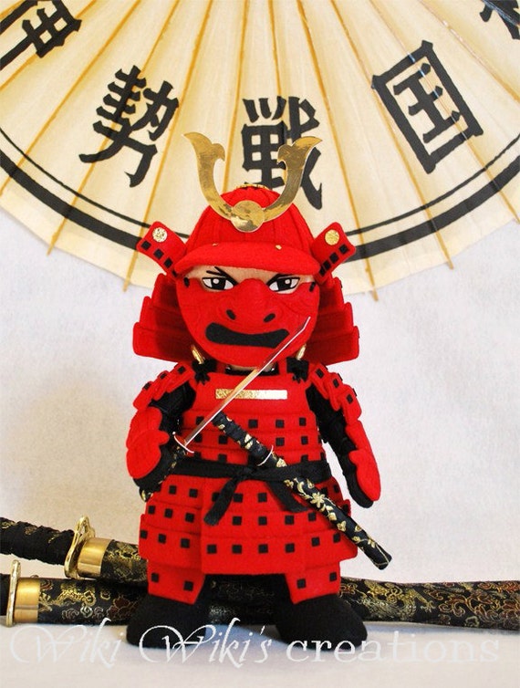 Large Samurai Plush Felt Doll, Samurai, Japanese Doll, Felt