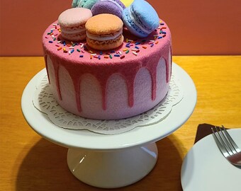 Felt Strawberry Macaron Cake, Food Prop, Play Food Decor