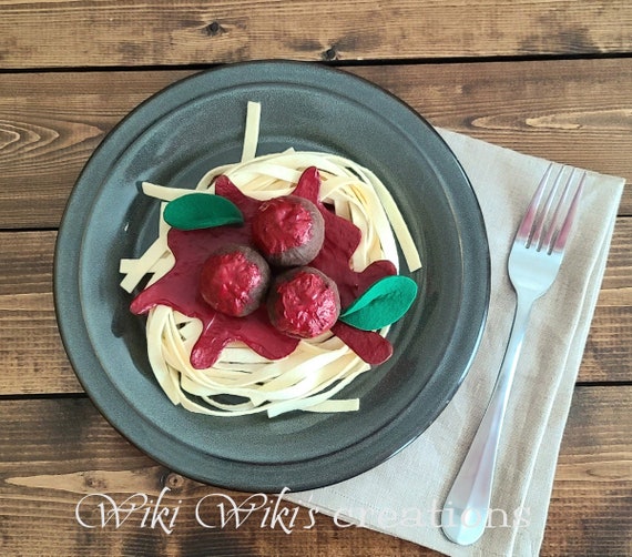 Felt Food Spaghetti and Meatballs, Felt Pasta, Italian Food, Felt