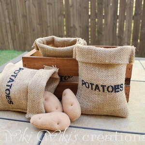 Sack of Felt Food Baby Potatoes, felt baby potatoes, potato, fake food, felt vegetable, felt play food, play food