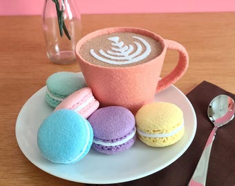 Felt Cappuccino Mug, Pretend Coffee Mug, Pretend Play