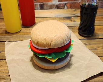Felt Food Hamburger, Pretend Play Kitchen, Burger Prop