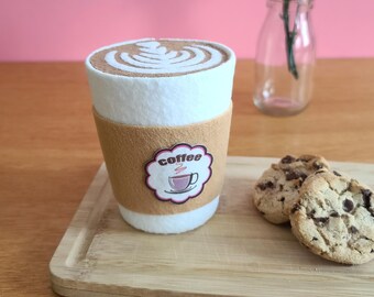 Felt Cup of Cappuccino, Pretend Coffee Cup, Play Food