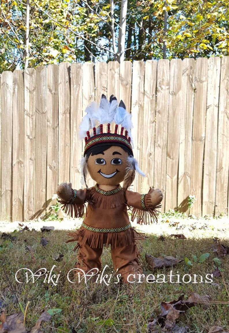 Plush Native American Boy Doll indian doll felt doll fabric Etsy