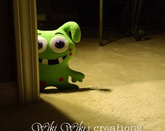 Fleece Green Monster Plush, Halloween Mascot, Handmade