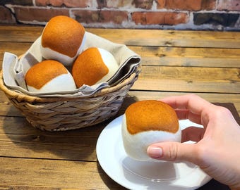 Felt Food Dinner Rolls, Set of 4, Play Food Bread, Food Prop