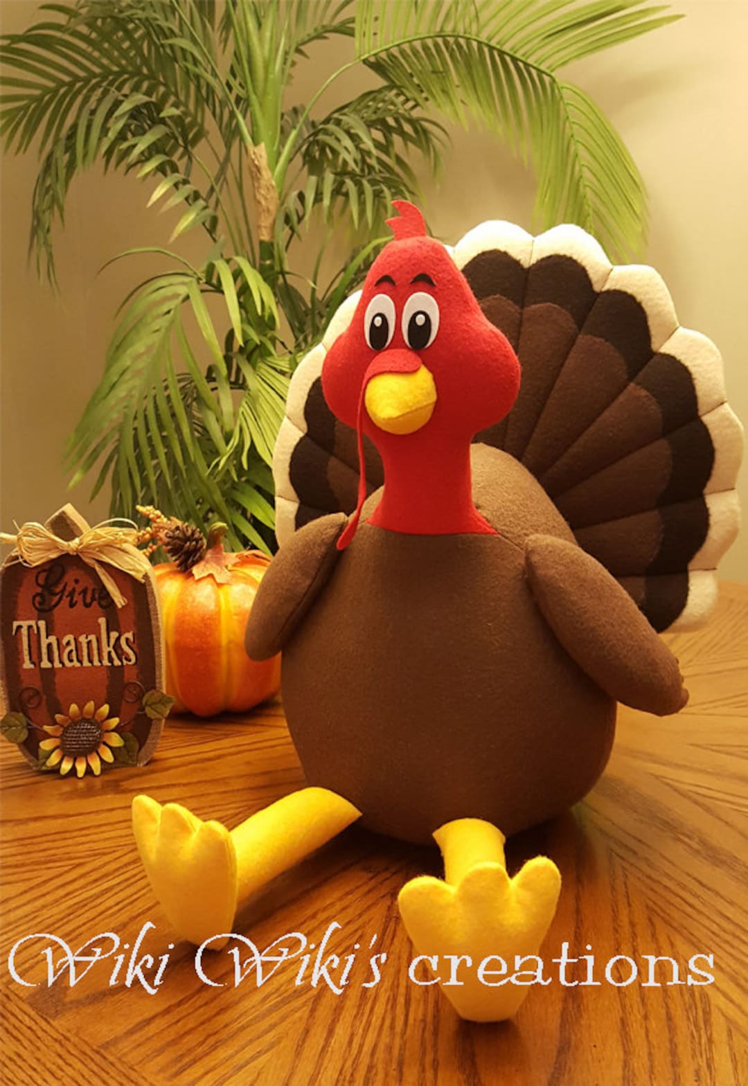 Large Plush Felt Turkey- Plush Turkey, Turkey, Fall Decor