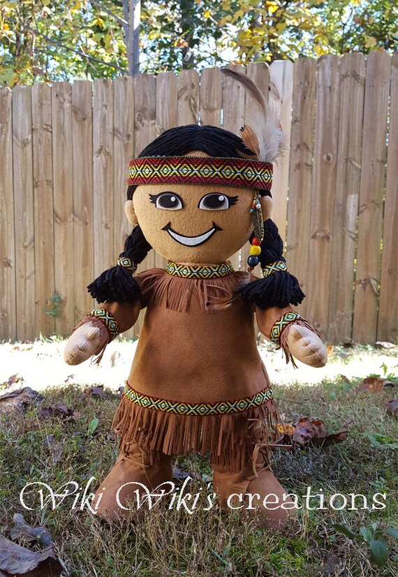 Plush Native American Girl Doll Indian doll felt doll Etsy